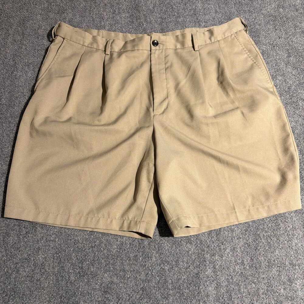 Savane Shorts Mens Size 42 Beige Pleated Button Zip Pockets Career Casual Summer